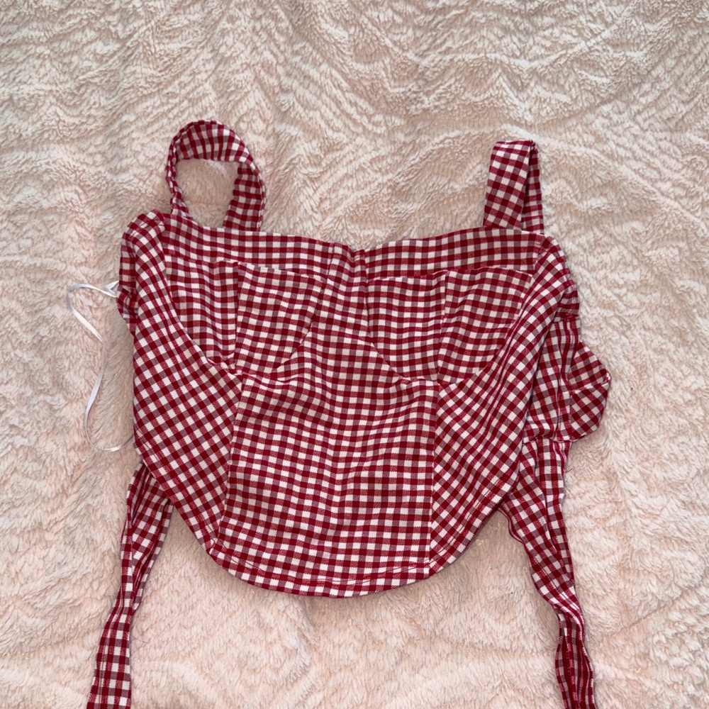 Chic Red Checkered Women's Crop Top